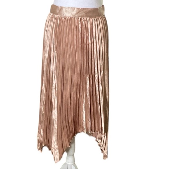 Cider Gold Cocktail Pleated Midi Skirt size L - Picture 1 of 5